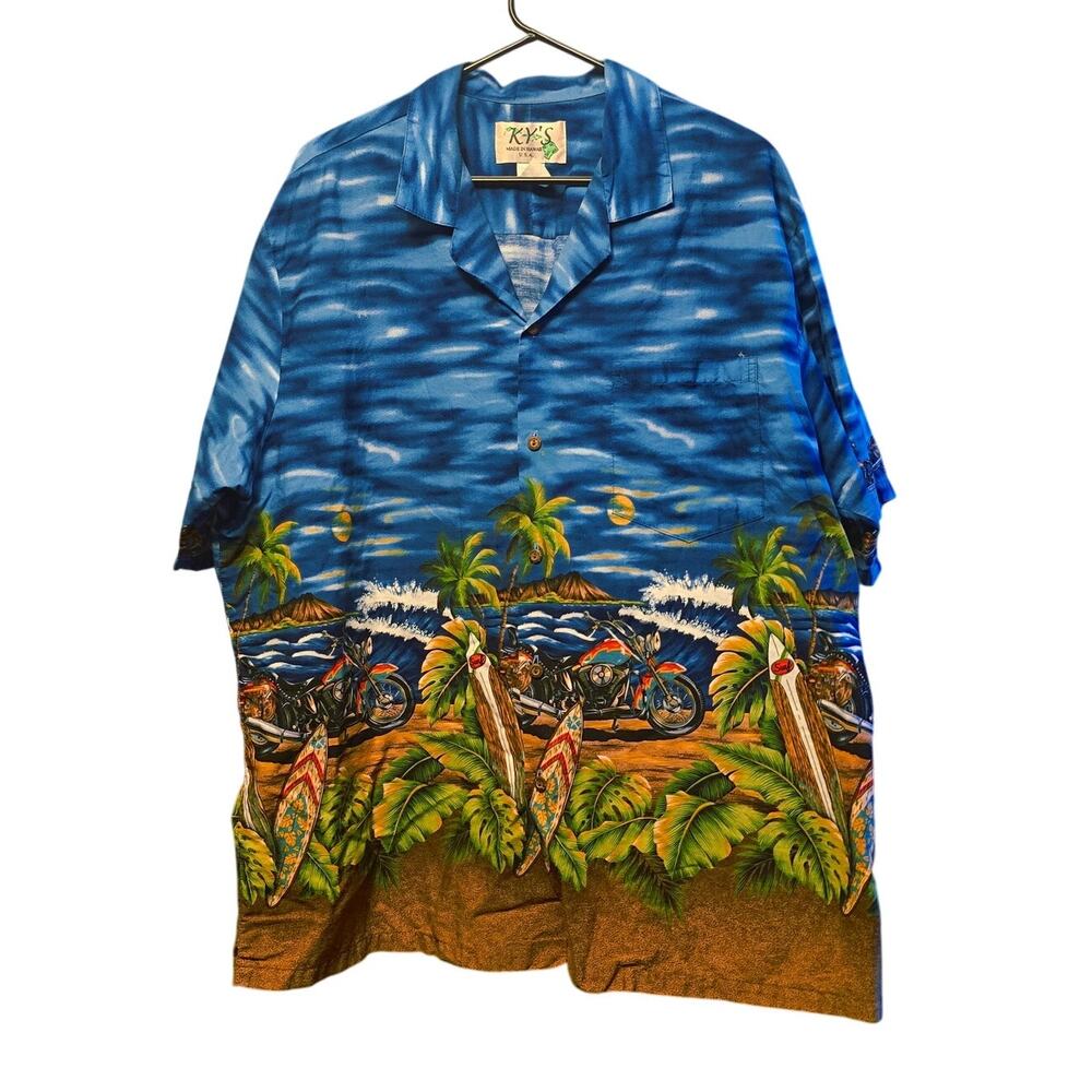 Vintage KY'S Hawaii Motorcycle Button Up Shirt